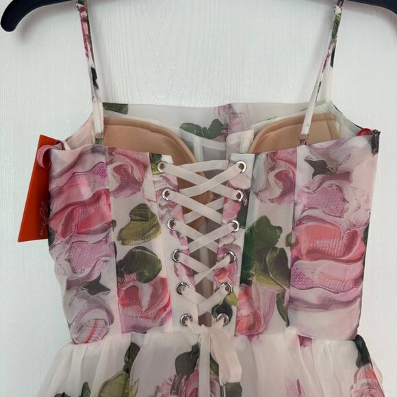 Floral Midi Dress - White and Pink - Picture 12 of 12